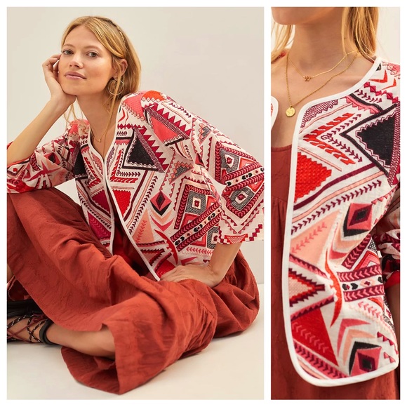 Anthropologie Abstract Geo Quilted Jacket - XS, S - SOLD OUT, Rare - Picture 1 of 8